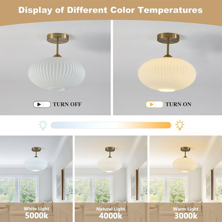 BOKT Milk White Glass Ceiling Light for Bedroom Stairway
