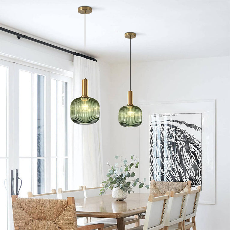 BOKT Mid Century Modern Green Glass Pendant Light