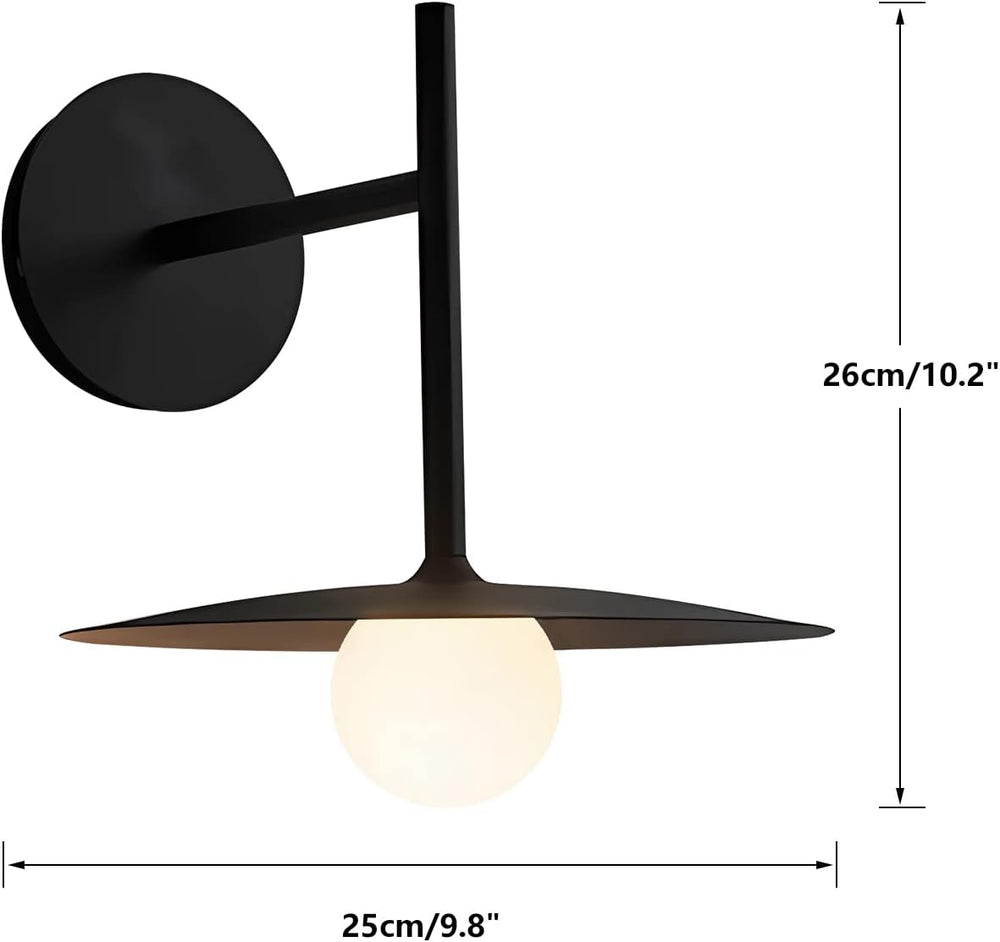 BOKT Black Glass Wall Mount Light Fixture Indoor Wall Sconce Industrial Farmhouse Wall Light Mid Century Bathroom Wall Lamp Rustic Vintage Wall Sconce Lighting for Bedside Mirror Bedroom Living Room