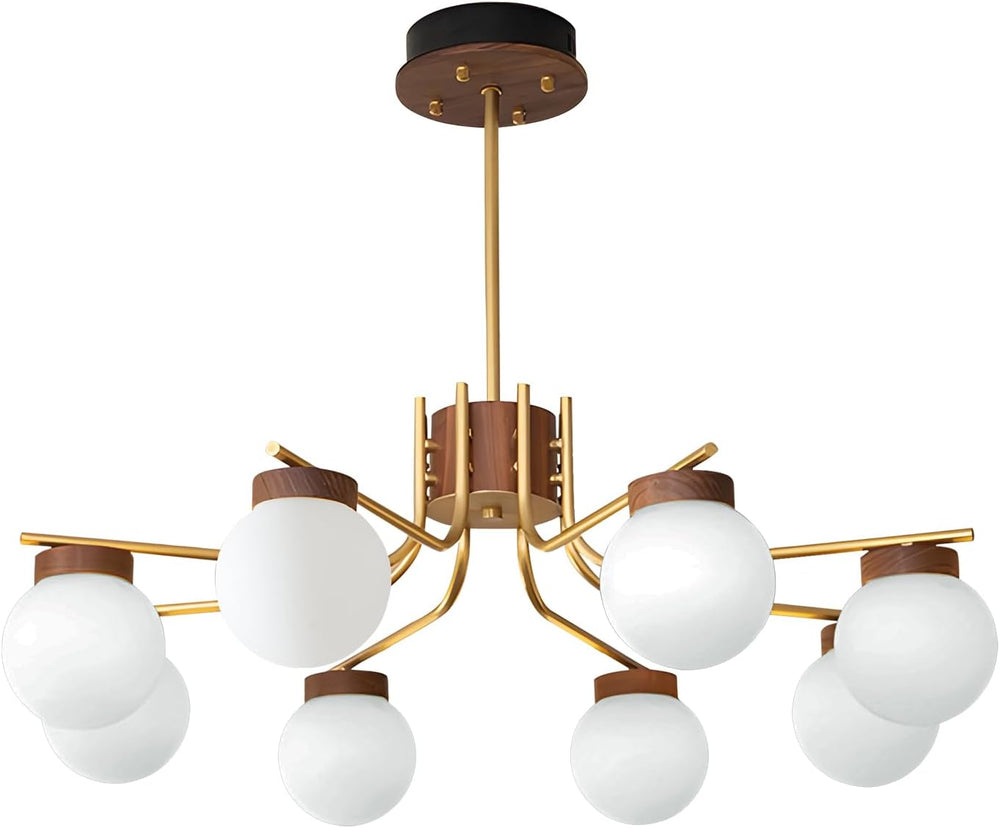 BOKT Large Gold Sputnik Chandelier 8 Head Wood (BPC016)
