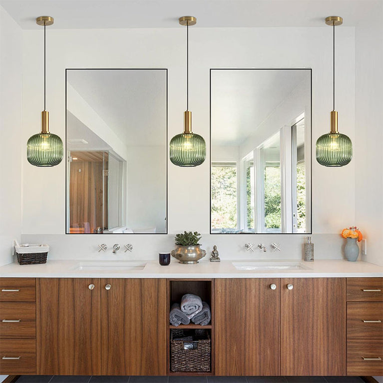 BOKT Mid Century Modern Green Glass Pendant Light