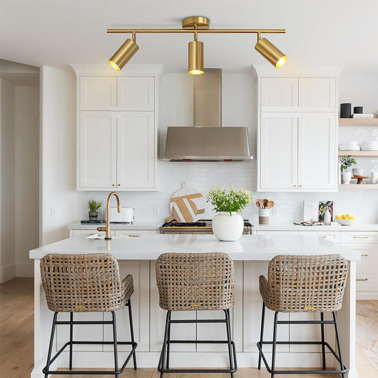 BOKT Brushed Brass Gold 3-Lights LED Adjustable Track Lighting
