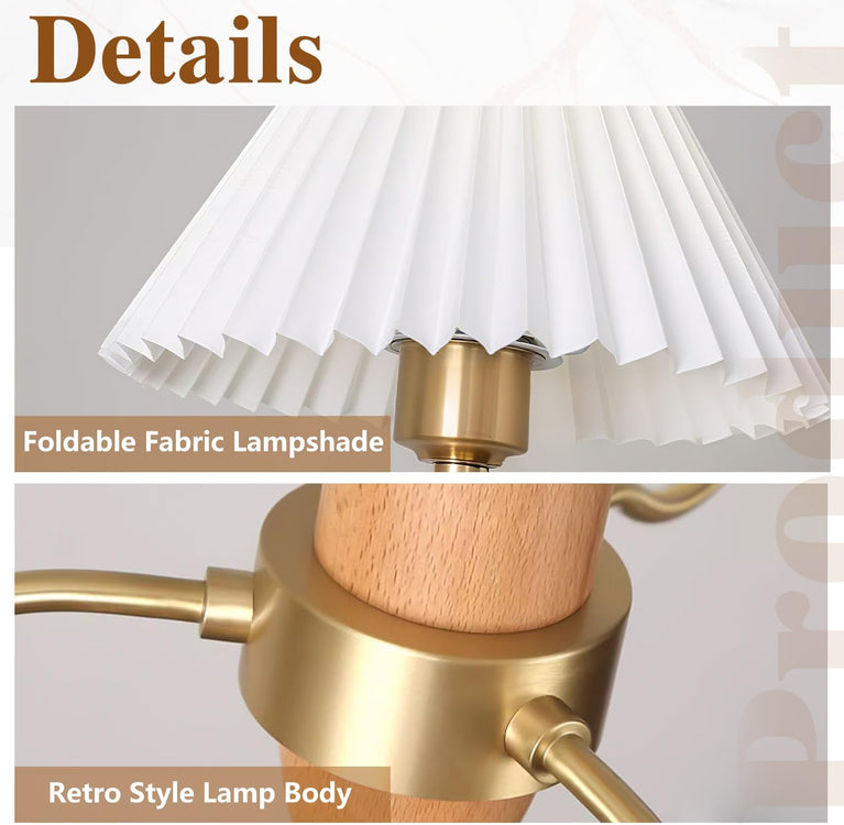 BOKT Gold Wooden Chandeliers Mid Century Fabric Ceiling Pendant Lighting(BPC014)