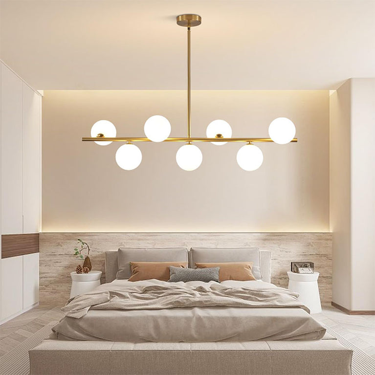 BOKT 7-Light White Glass Globe Round Chandelier