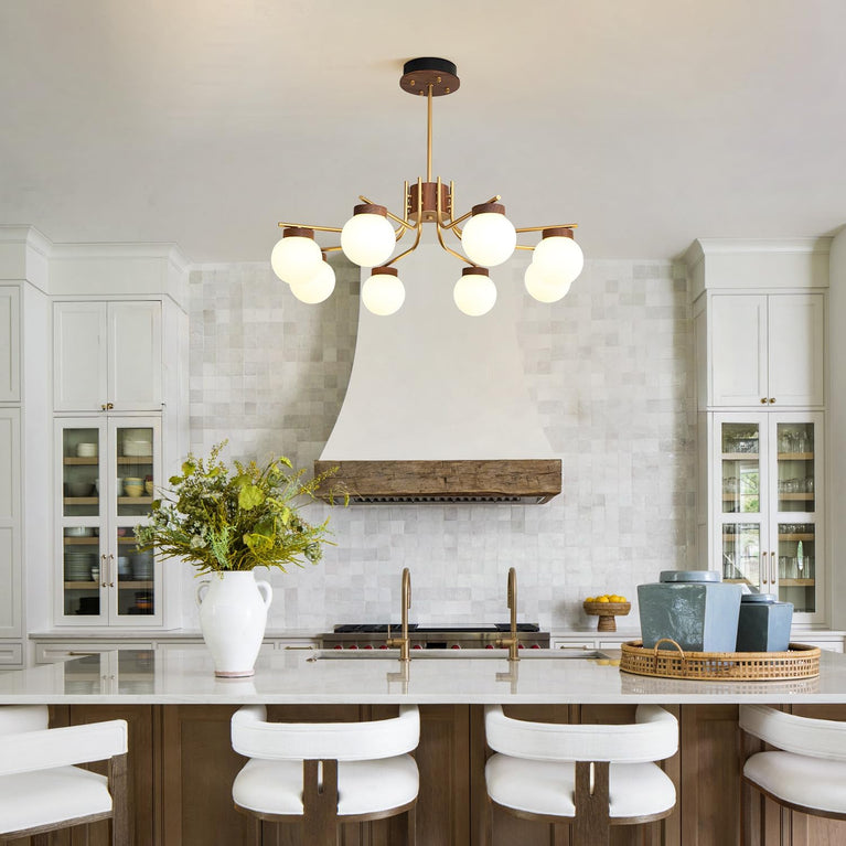 BOKT Large Gold Sputnik Chandelier 8 Head Wood (BPC016)