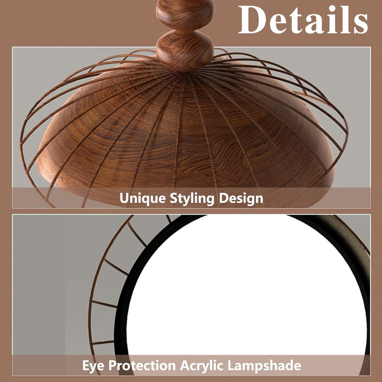 BOKT Nordic Vintage Wood Pendant Light LED Dimmable for Kitchen Island (BPC015)