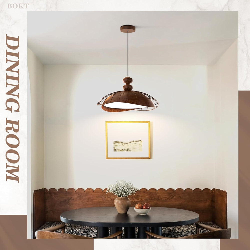BOKT Nordic Vintage Wood Pendant Light LED Dimmable for Kitchen Island (BPC015)