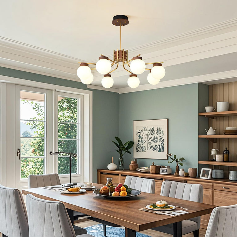 BOKT Large Gold Sputnik Chandelier 8 Head Wood (BPC016)