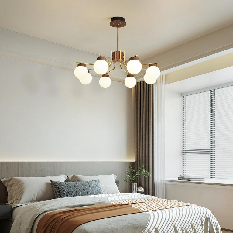 BOKT Large Gold Sputnik Chandelier 8 Head Wood (BPC016)