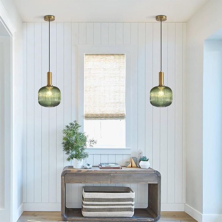 BOKT Mid Century Modern Green Glass Pendant Light