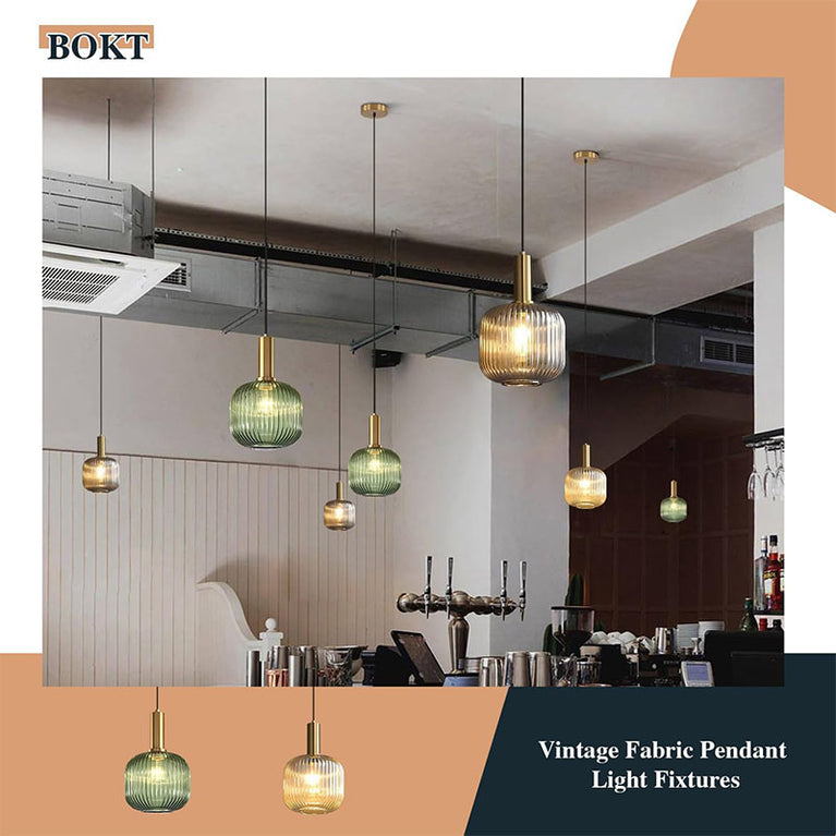 BOKT Mid Century Modern Green Glass Pendant Light