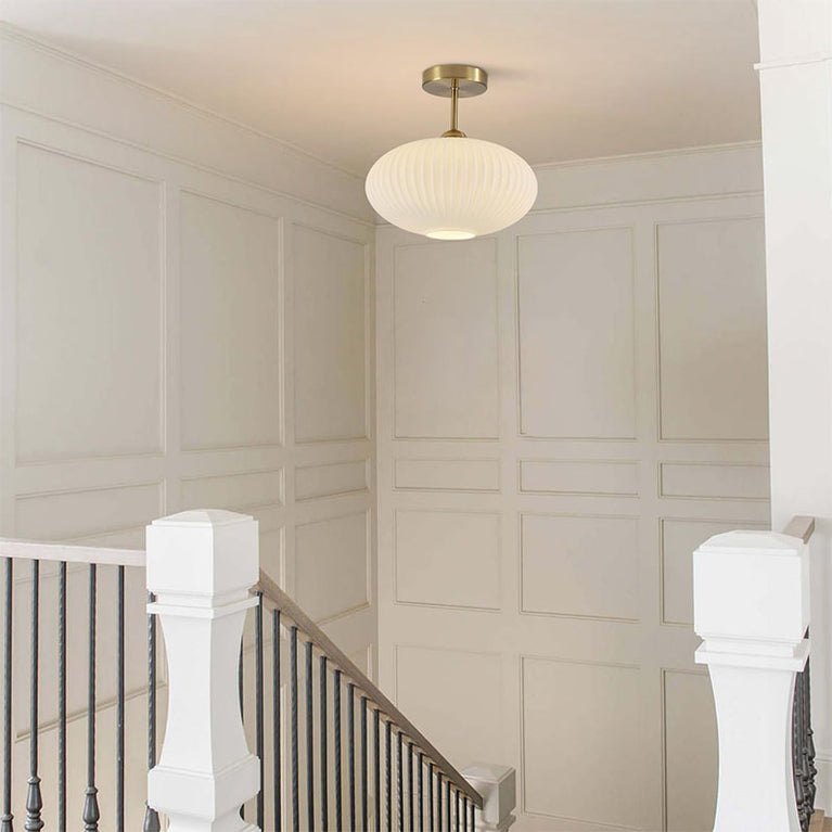 BOKT Milk White Glass Ceiling Light for Bedroom Stairway