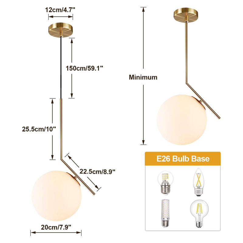 BOKT Modern 1-Light Globe Line Pendant Lighting
