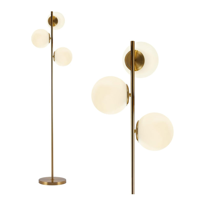 BOKT Modern Gold Floor Lamps with 3-Light Glass Globe