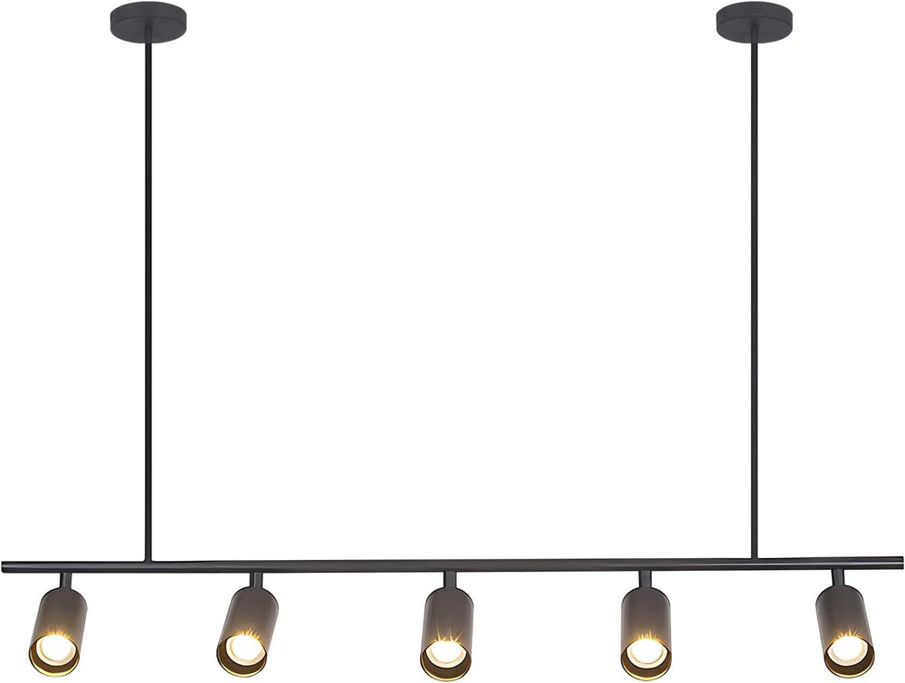 BOKT Matte Black Metal 5-Lights LED Linear Track Lighting Mid Century Modern Hanging Track Lighting Commercial Pendant Light Fixture Adjustable Industrial Ceiling Spot Lighting