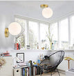 BOKT Small Milky Glass Globe Gold Wall Sconce, Mid Century Modern 1-Light Indoor Bathroom Fixture, 5.9 in Globe