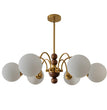 BOKT  Milk Glass Chandelier 6 Head Rustic Wooden Sputnik Chandelier
