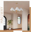 BOKT Gold Wooden Chandeliers Mid Century Fabric Ceiling Pendant Lighting（BPC014）