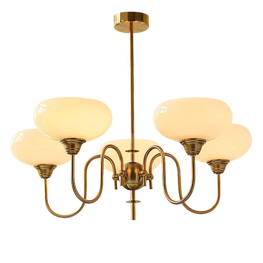 BOKT Gold Vintage Chandelier Modern 5-Light Globe Chandelier with Smooth Lampshade Sputnik Pendant Light Dining Room Chandeliers for Living Room Bedroom