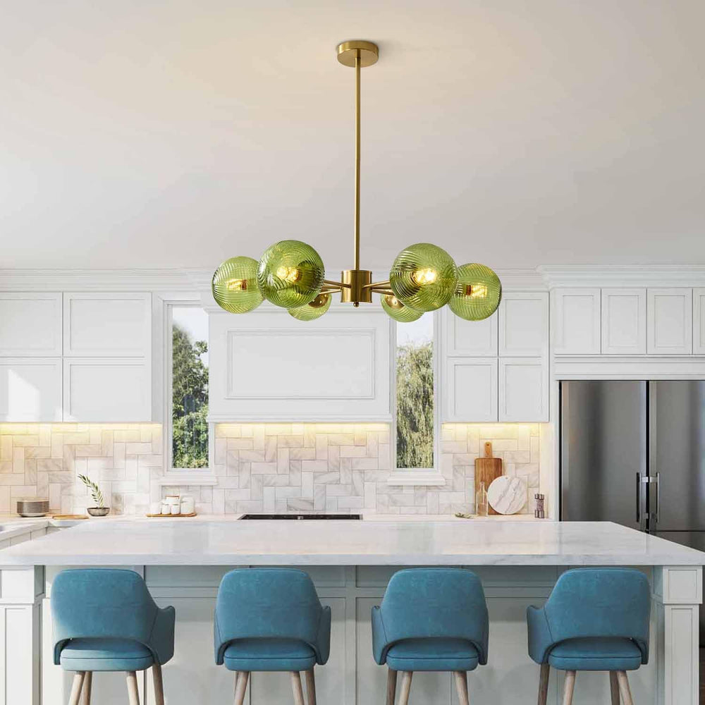 BOKT 6-Light Green Glass Ball Pendant Light （BPC018）