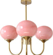 BOKT 5 Light Gold Globe Sputnik Chandelier Modern Pink Glass Sputnik （BCP012)