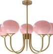 BOKT 5 Light Gold Globe Sputnik Chandelier Modern Pink Glass Sputnik （BCP012)