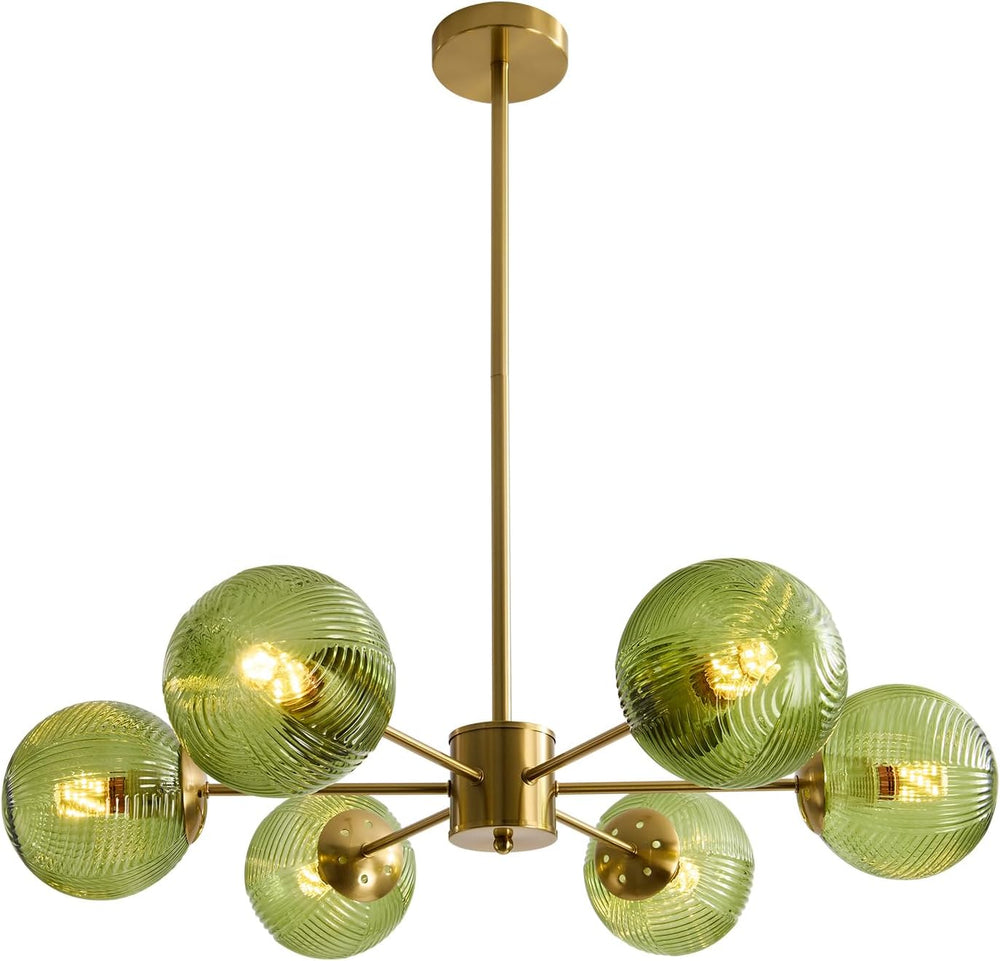 BOKT 6-Light Green Glass Ball Pendant Light （BPC018）