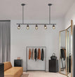 BOKT Matte Black Metal 5-Lights LED Linear Track Lighting Mid Century Modern Hanging Track Lighting Commercial Pendant Light Fixture Adjustable Industrial Ceiling Spot Lighting