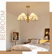 BOKT Gold Wooden Chandeliers Mid Century Fabric Ceiling Pendant Lighting（BPC014）