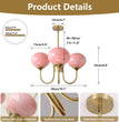 BOKT 5 Light Gold Globe Sputnik Chandelier Modern Pink Glass Sputnik （BCP012)