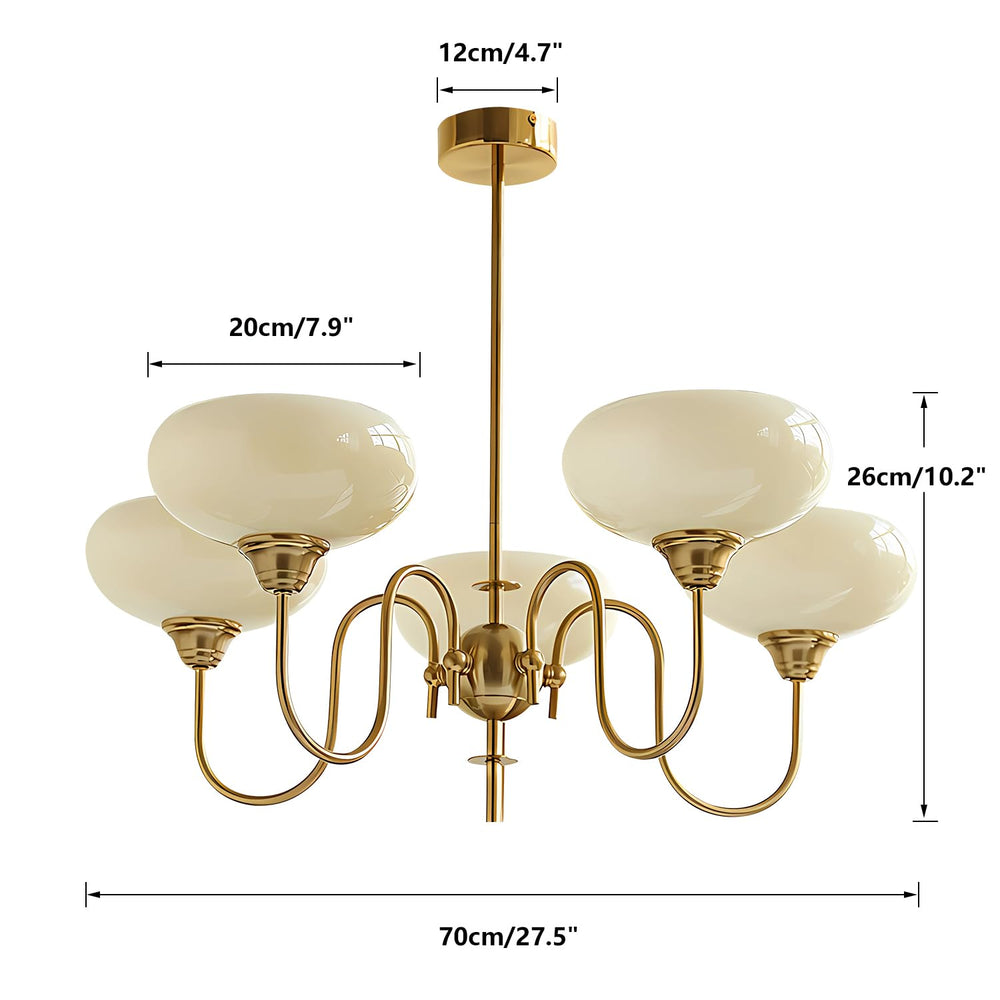 BOKT Gold Vintage Chandelier Modern 5-Light Globe Chandelier with Smooth Lampshade Sputnik Pendant Light Dining Room Chandeliers for Living Room Bedroom