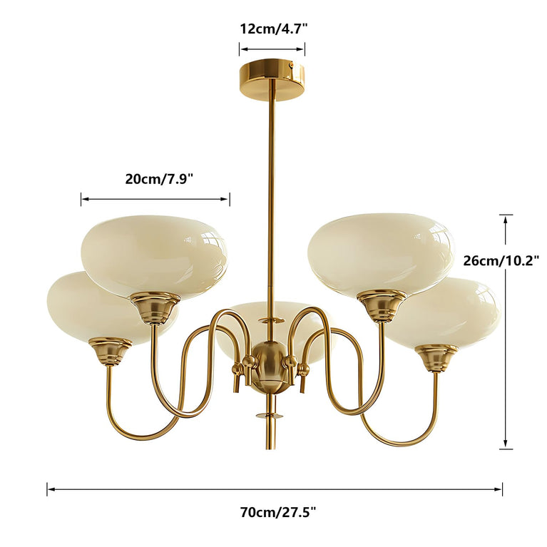 BOKT Gold Vintage Chandelier Modern 5-Light Globe Chandelier with Smooth Lampshade Sputnik Pendant Light Dining Room Chandeliers for Living Room Bedroom
