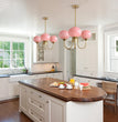 BOKT 5 Light Gold Globe Sputnik Chandelier Modern Pink Glass Sputnik （BCP012)