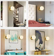 BOKT Small Milky Glass Globe Gold Wall Sconce, Mid Century Modern 1-Light Indoor Bathroom Fixture, 5.9 in Globe