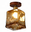 BOKT Amber Glass Semi Flush Mount Ceiling Light Brass Walnut Square