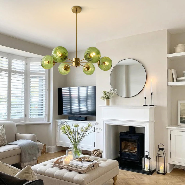 BOKT 6-Light Green Glass Ball Pendant Light （BPC018）