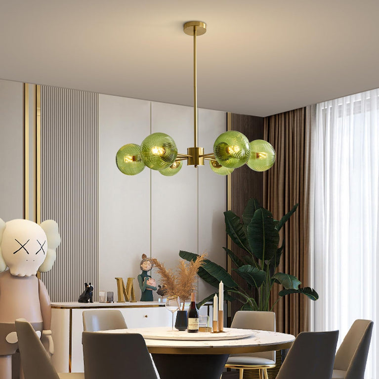 BOKT 6-Light Green Glass Ball Pendant Light （BPC018）