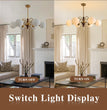 BOKT  Milk Glass Chandelier 6 Head Rustic Wooden Sputnik Chandelier