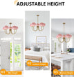 BOKT 5 Light Gold Globe Sputnik Chandelier Modern Pink Glass Sputnik （BCP012)