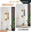 BOKT Plug-In or Hardwired Wall Sconce with Smoke Gray Glass, Mid Century Modern Gold 1-Light Fixture for Bedroom and Bathroom