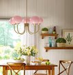 BOKT 5 Light Gold Globe Sputnik Chandelier Modern Pink Glass Sputnik （BCP012)