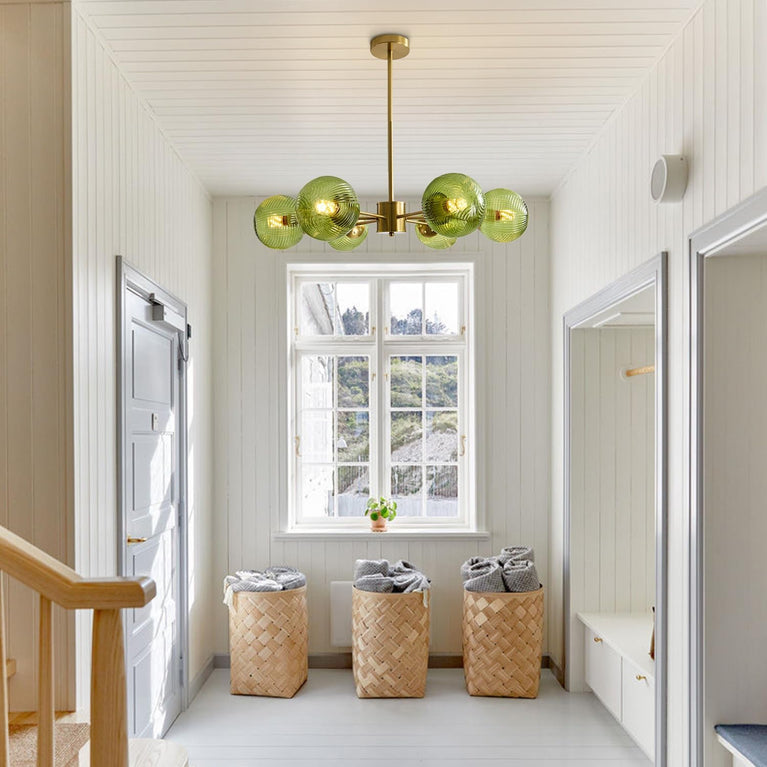 BOKT 6-Light Green Glass Ball Pendant Light （BPC018）