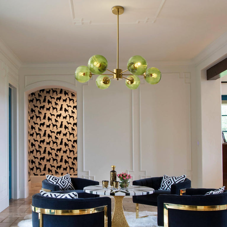BOKT 6-Light Green Glass Ball Pendant Light （BPC018）