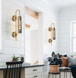 BOKT Plug-In or Hardwired Wall Sconce with Smoke Gray Glass, Mid Century Modern Gold 1-Light Fixture for Bedroom and Bathroom