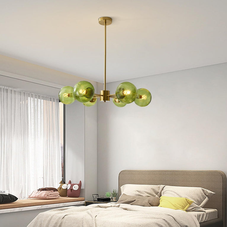 BOKT 6-Light Green Glass Ball Pendant Light （BPC018）