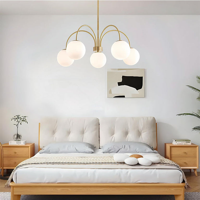 BOKT Large 5-Light White Globe Sputnik Chandelier