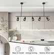 BOKT Matte Black Metal 5-Lights LED Linear Track Lighting Mid Century Modern Hanging Track Lighting Commercial Pendant Light Fixture Adjustable Industrial Ceiling Spot Lighting