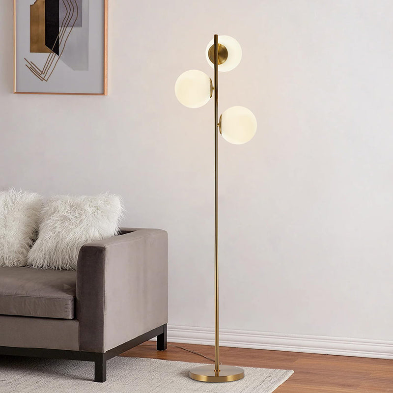 BOKT Modern Gold Floor Lamps with 3-Light Glass Globe – BOKT HOME