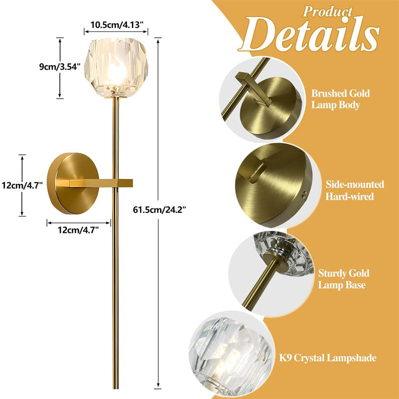 BOKT Vintage Brass Gold Long Wall Sconce Lighting Set of 2