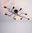 Black 8-light Sputnik semi-flush chandelier, product view 2
